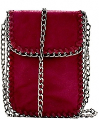 Whipstitch Accent Metal Chain Cross Body Cellphone Case Y1722PP WINE